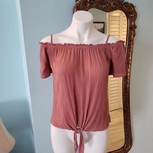 Tie Front Off the Shoulder Top Hippie Rose